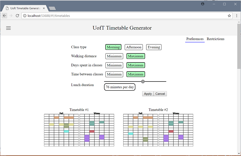 Uoft Timetable Generator